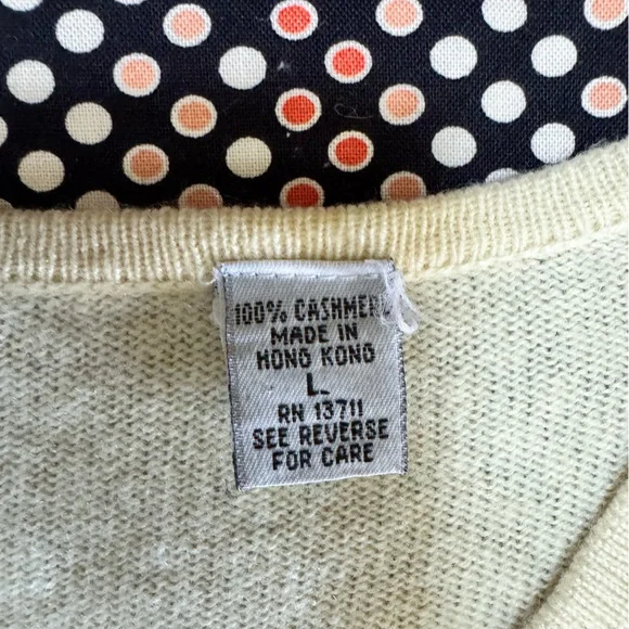 Lord & Taylor Two Ply Cashmere Women’s Size Large Cream Colored - Picture 7 of 11